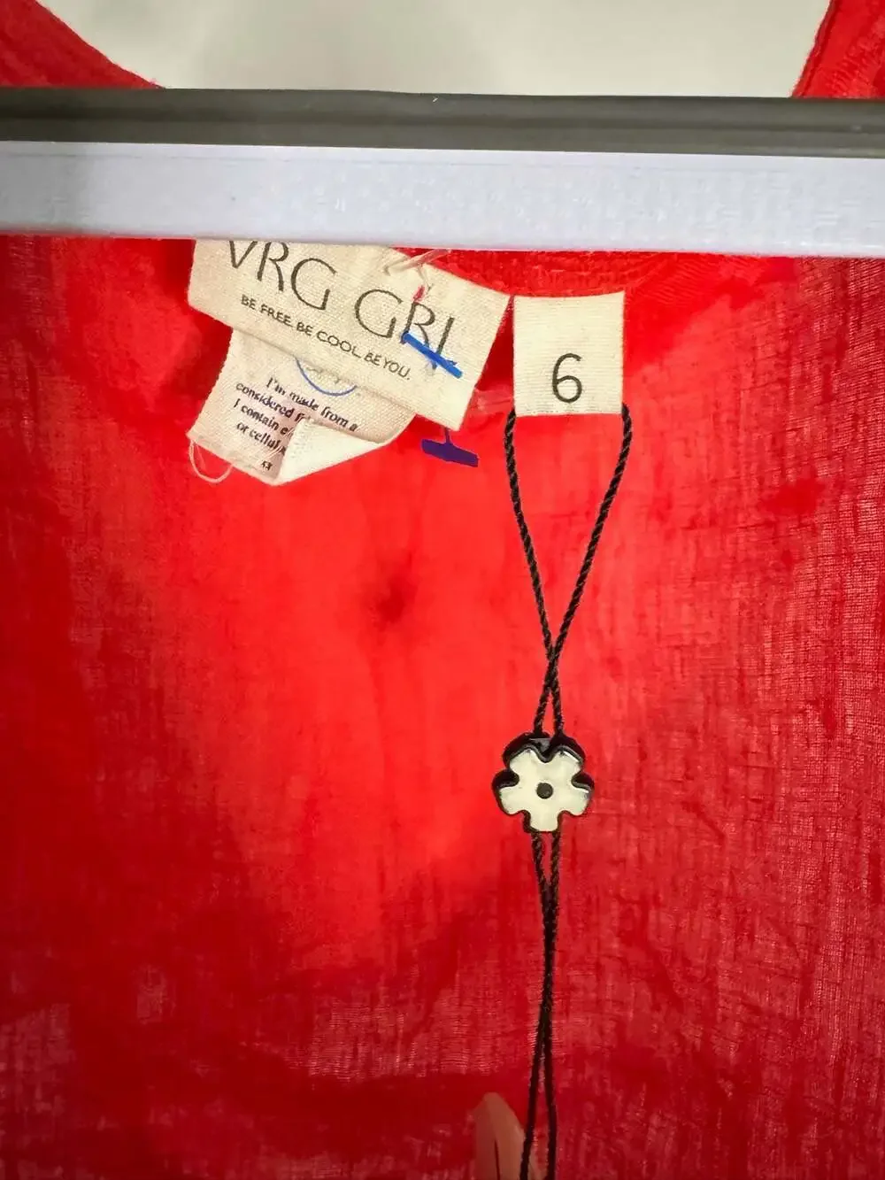 VRG GRL Valeria Tie Front Linen Top Red Size 6 - Picture 4 of 4
